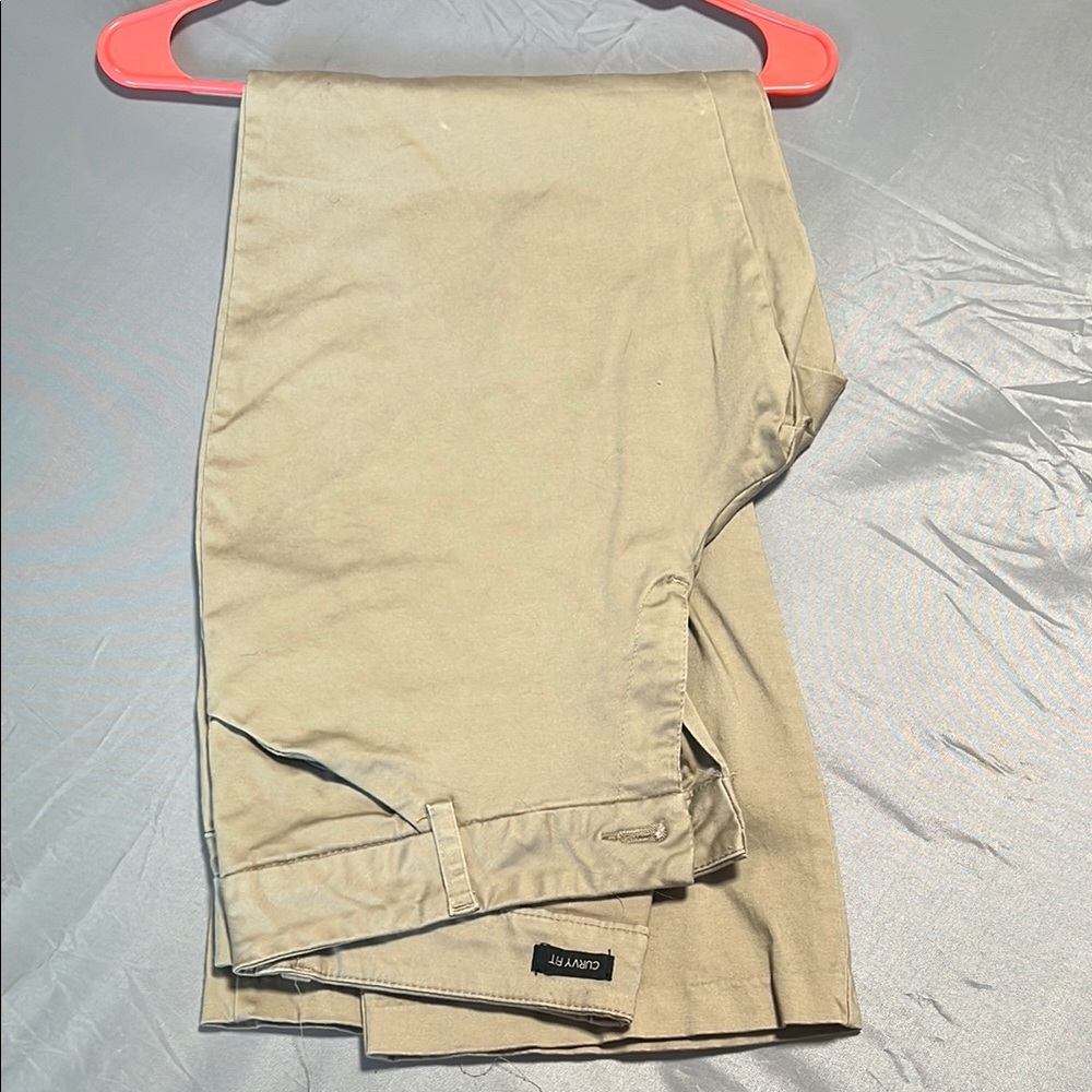 Womens Tan Curvy Fit Dress Pants